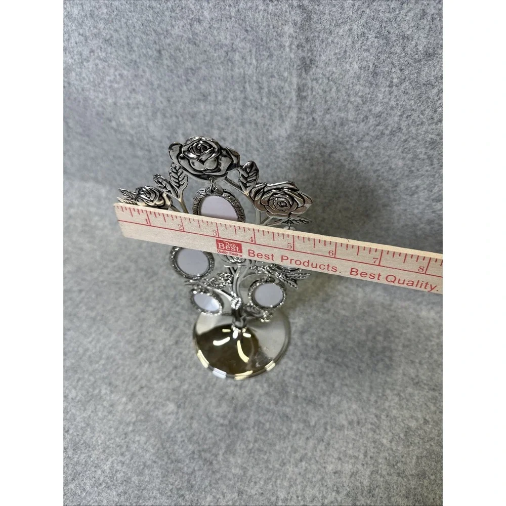 Family Tree Photo Frame Roses Silver Tone‎ 5 Oval Floral Victorian Style